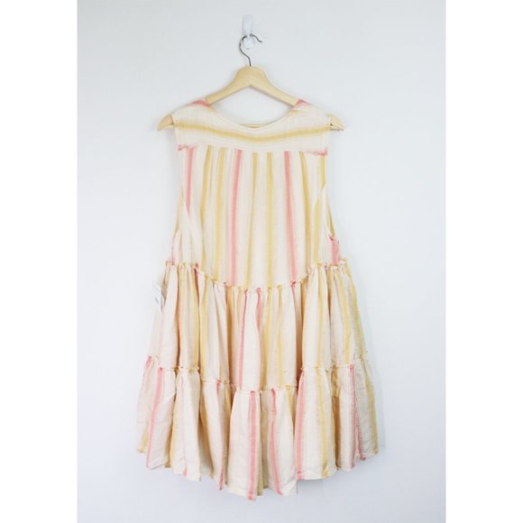 NWT Free People Do It Again Frayed‎ Trim Mini Dress Fresh Almond Stripe X Small - Picture 8 of 13